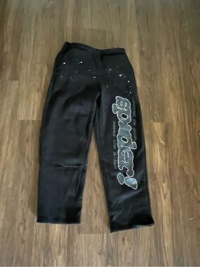 Spider worldwide rhinestone black sweatpants